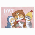 Japan Mofusand Exhibition Square Magnet - Cat / Love Bear Group Hug - 1