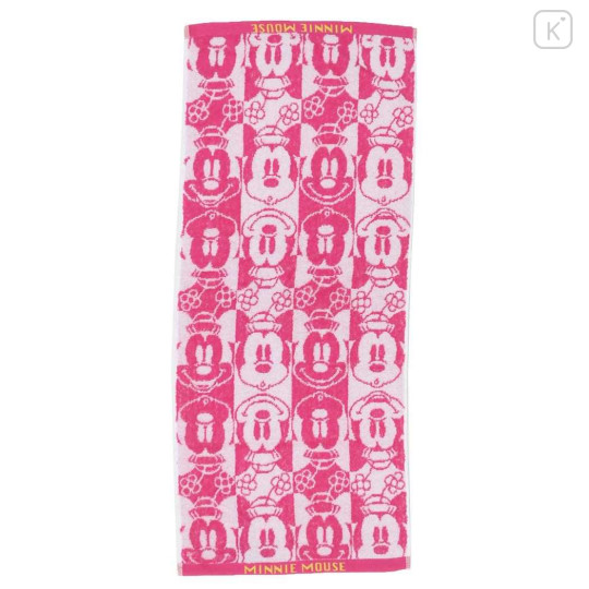 Japan Disney Jacquard Long Towel - Minnie Mouse / Silhouette - 1