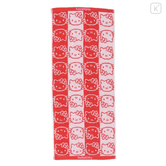 Japan Sanrio Jacquard Long Towel - Hello Kitty / Silhouette - 1