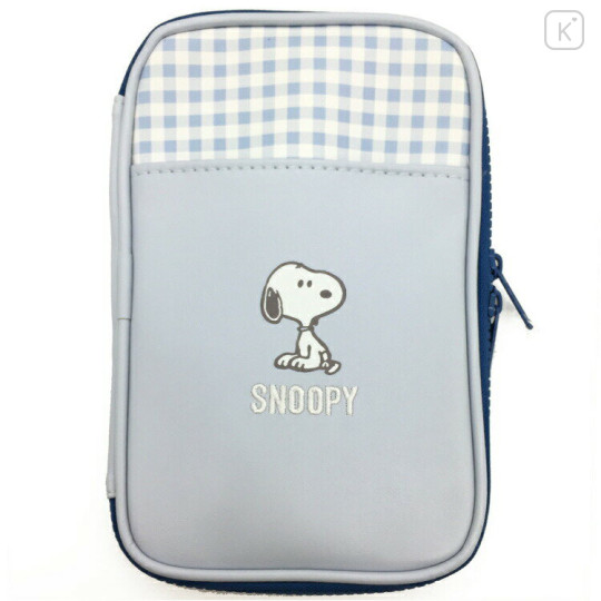 Japan Peanuts Card Pocket Multi Accessory Case - Snoopy / Light Blue - 1