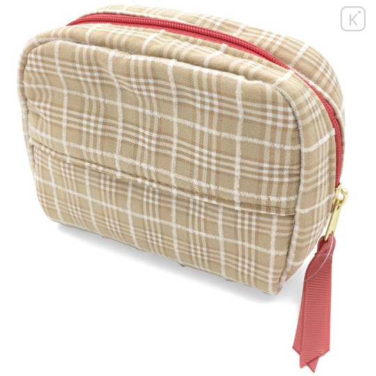 Japan Miffy Pouch & Tissue Case - Plaid / Caramel Brown - 2