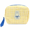 Japan Miffy Pouch & Tissue Case - Plaid / Yellow - 1