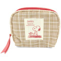 Japan Peanuts Pouch & Tissue Case - Snoopy Plaid / Caramel Brown - 1