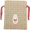 Japan Miffy Drawstring Bag - Plaid / Caramel Brown - 1