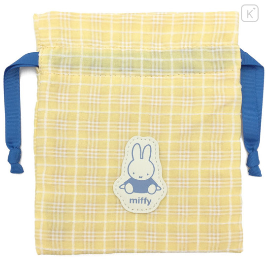 Japan Miffy Drawstring Bag - Plaid / Yellow - 1