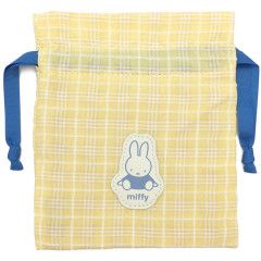Japan Miffy Drawstring Bag - Plaid / Yellow