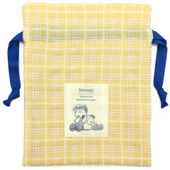 Japan Peanuts Drawstring Bag - Snoopy Plaid / Yellow