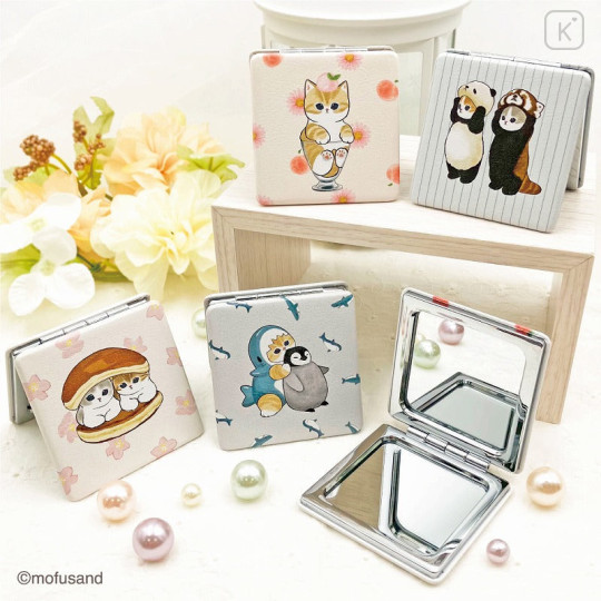 Japan Mofusand 2-sided Compact Mirror - Cat / Shark & Penguin - 2