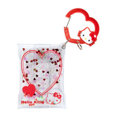 Japan Sanrio Original Clear Pouch with Carabiner - Hello Kitty / Colorful Heart