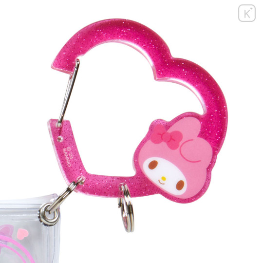 Japan Sanrio Original Clear Pouch with Carabiner - My Melody : Colorful Heart - 2