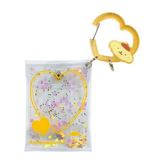 Japan Sanrio Original Clear Pouch with Carabiner - Pompompurin / Colorful Heart