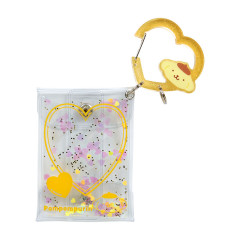 Japan Sanrio Original Clear Pouch with Carabiner - Pompompurin : Colorful Heart