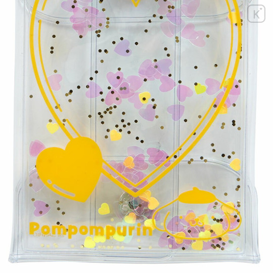 Japan Sanrio Original Clear Pouch with Carabiner - Pompompurin : Colorful Heart - 3