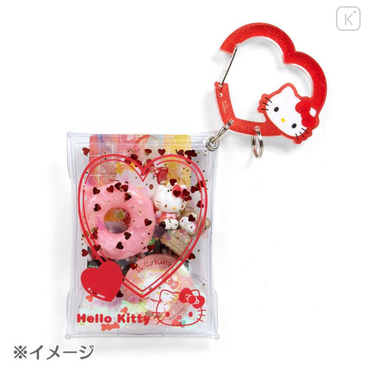 Japan Sanrio Original Clear Pouch with Carabiner - Pompompurin : Colorful Heart - 5