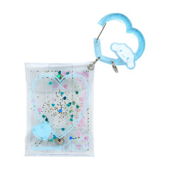 Japan Sanrio Original Clear Pouch with Carabiner - Cinnamoroll / Colorful Heart