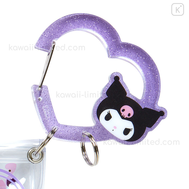 Japan Sanrio Original Clear Pouch with Carabiner - Kuromi