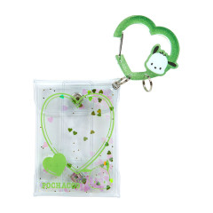 Japan Sanrio Original Clear Pouch with Carabiner - Pochacco / Colorful Heart