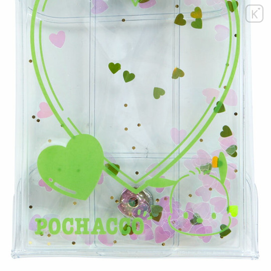 Japan Sanrio Original Clear Pouch with Carabiner - Pochacco : Colorful Heart - 3