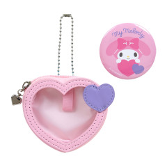 Japan Sanrio Original Mini Pouch with Badge - My Melody / Colorful Heart