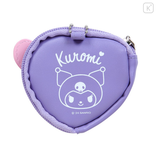 Japan Sanrio Original Mini Pouch with Badge - Kuromi : Colorful Heart - 2