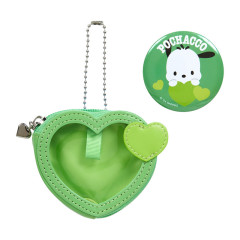 Japan Sanrio Original Mini Pouch with Badge - Pochacco / Colorful Heart