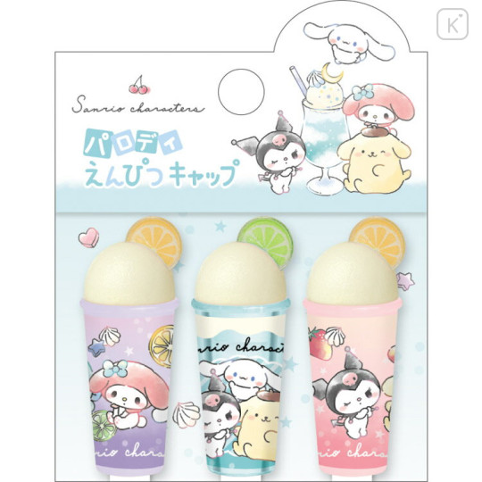 Japan Sanrio Pencil Cap Set of 3 pcs - Characters / Dessert - 1