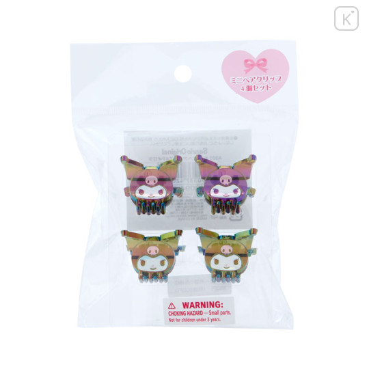 Japan Sanrio Original Mini Hair Clip 4pcs Set - Kuromi / Aurora - 1