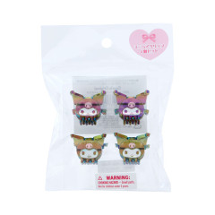 Japan Sanrio Original Mini Hair Clip 4pcs Set - Kuromi / Aurora