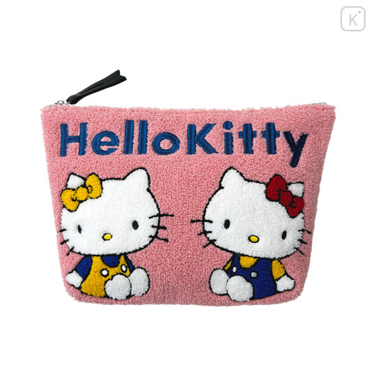 Japan Sanrio Sagara Embroidery Pouch - Hello Kitty & Hello Mimmy - 1