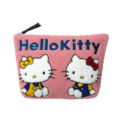 Japan Sanrio Sagara Embroidery Pouch - Hello Kitty & Hello Mimmy