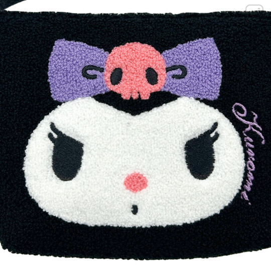 Japan Sanrio Sagara Embroidery Pouch - Kuromi / Face - 3