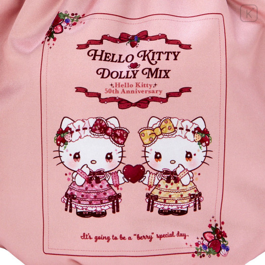 Japan Sanrio Dolly Mix Drawstring Purse - Hello Kitty & Hello Mimmy / Pink - 3