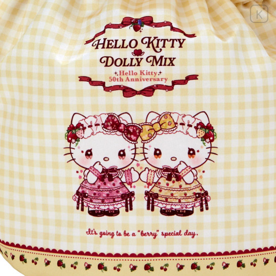 Japan Sanrio Dolly Mix Drawstring Purse - Hello Kitty & Hello Mimmy / Yellow - 3