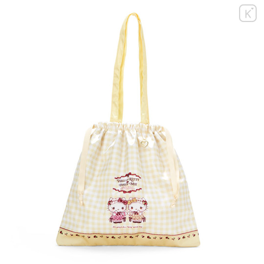 Japan Sanrio Dolly Mix Tote Bag - Hello Kitty & Hello Mimmy / Yellow - 3