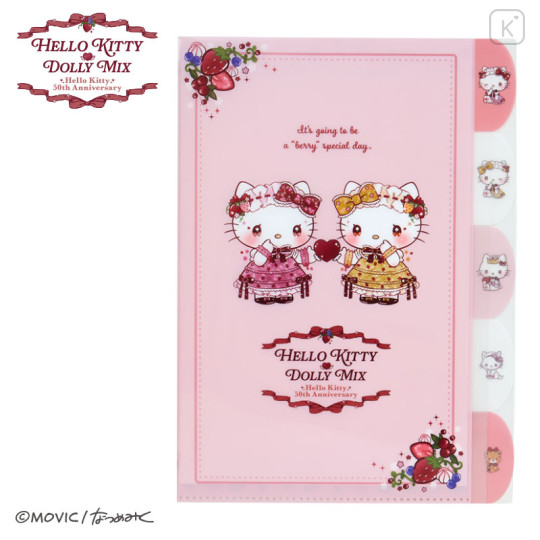 Japan Sanrio Dolly Mix 5 Pocket A4 Clear File - Hello Kitty & Hello Mimmy - 1