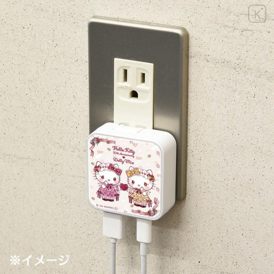 Japan Sanrio Dolly Mix USB Output AC Adapter - Hello Kitty & Hello Mimmy - 6