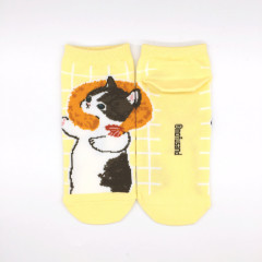 Japan Mofusand Rib Socks - Cat / Fried Shrimp Yellow