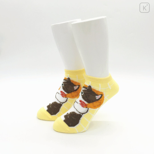 Japan Mofusand Ankle Socks - Cat : Fried Shrimp Yellow - 2