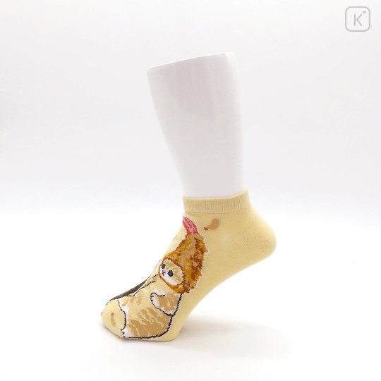 Japan Mofusand Rib Socks - Cat / Fried Shrimp Cream - 3