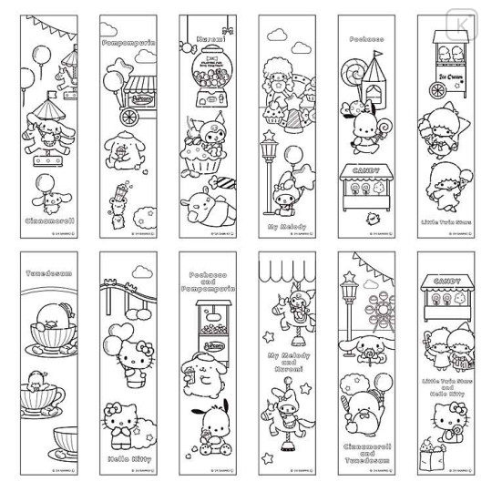 Japan Sanrio Coloring Book & Paint Palette - Characters / Amusement Park - 2