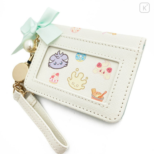 Japan Pokemon Bifold Pass Case Card Holder - Sweets Shop Pokepeace Ribbon Beige - 2