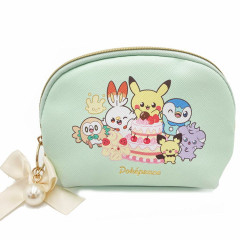 Japan Pokemon Pouch & Tissue Case - Pikachu / Pokepeace Ribbon Green