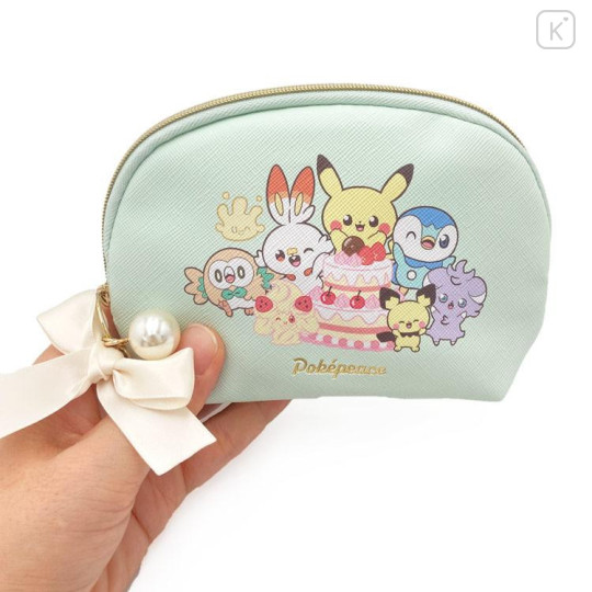 Japan Pokemon Pouch & Tissue Case - Sweets Shop Pokepeace Ribbon Green - 4