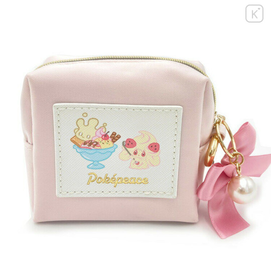 Japan Pokemon Mini Pouch with Carabiner - Alcremie & Milcery / Sweets Shop Pokepeace Ribbon - 1