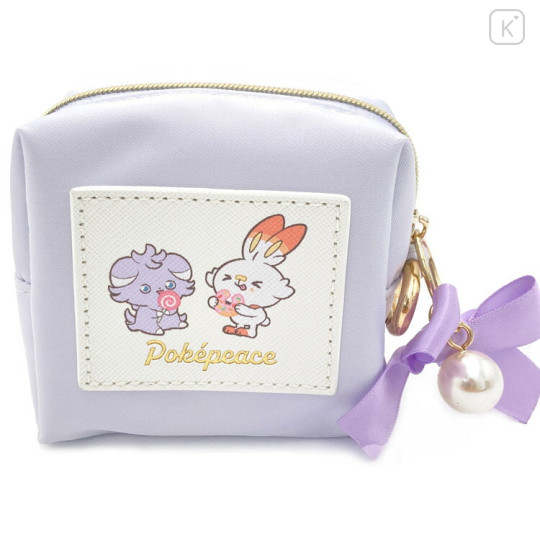 Japan Pokemon Mini Pouch with Carabiner - Scorbunny & Espurr / Sweets Shop Pokepeace Ribbon - 1