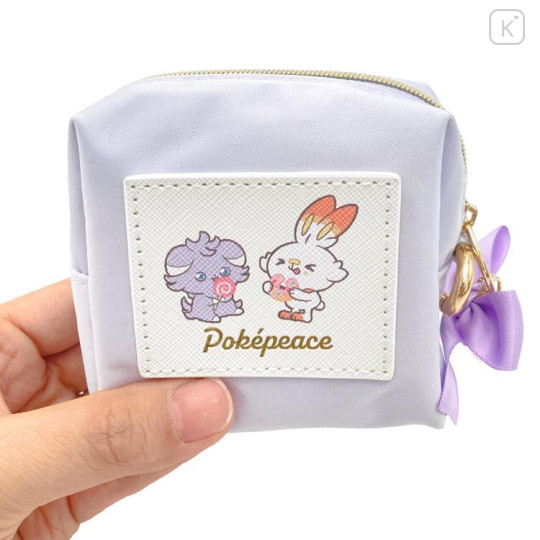 Japan Pokemon Mini Pouch with Carabiner - Scorbunny & Espurr / Sweets Shop Pokepeace Ribbon - 4