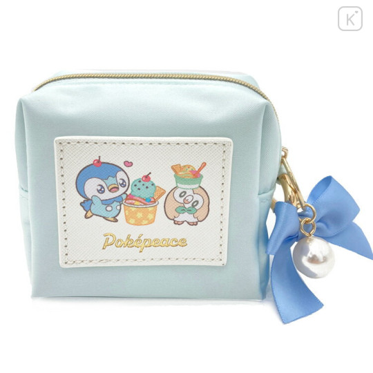 Japan Pokemon Mini Pouch with Carabiner - Piplup & Rowlet / Sweets Shop Pokepeace Ribbon - 1