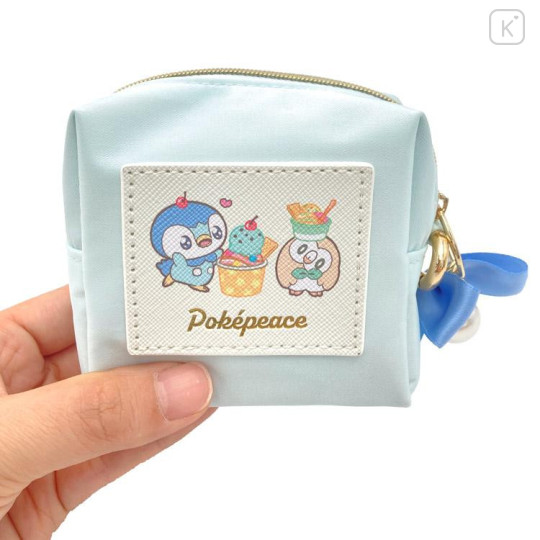 Japan Pokemon Mini Pouch with Carabiner - Piplup & Rowlet / Sweets Shop Pokepeace Ribbon - 4