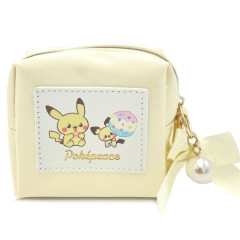 Japan Pokemon Mini Pouch with Carabiner - Pikachu & Pichu / Sweets Shop Pokepeace Ribbon