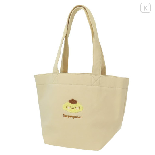 Japan Sanrio Mini Tote Bag - Pompompurin / Fluffy Embroidery - 1